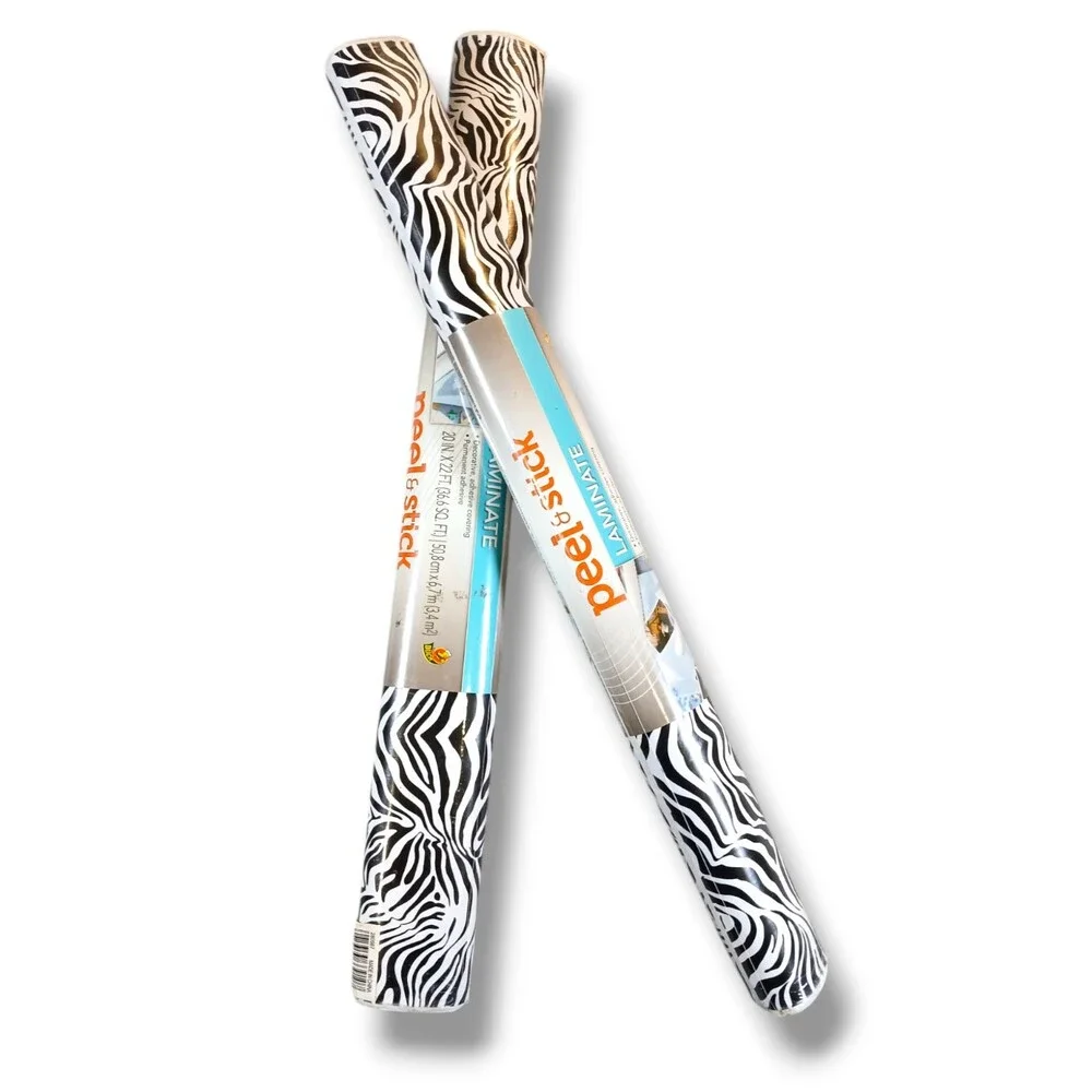 Duck Laminate Peel & Stick Contact Paper Set of 2 Rolls 20in x 22ft Zebra Print